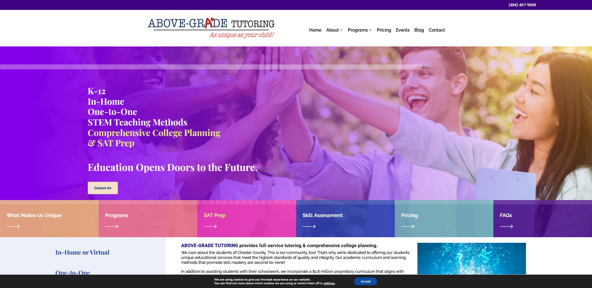 Above Grade Tutoring Website